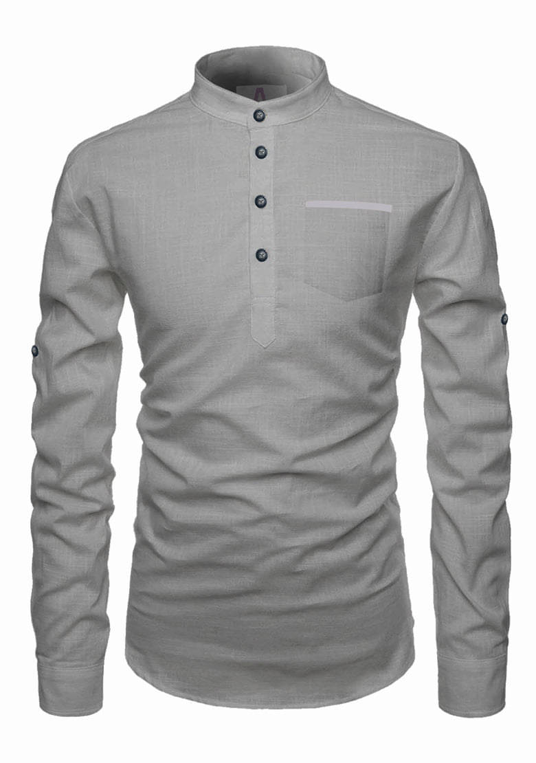     			Apektra Grey Cotton Men's Shirt Style Kurta ( Pack of 1 )
