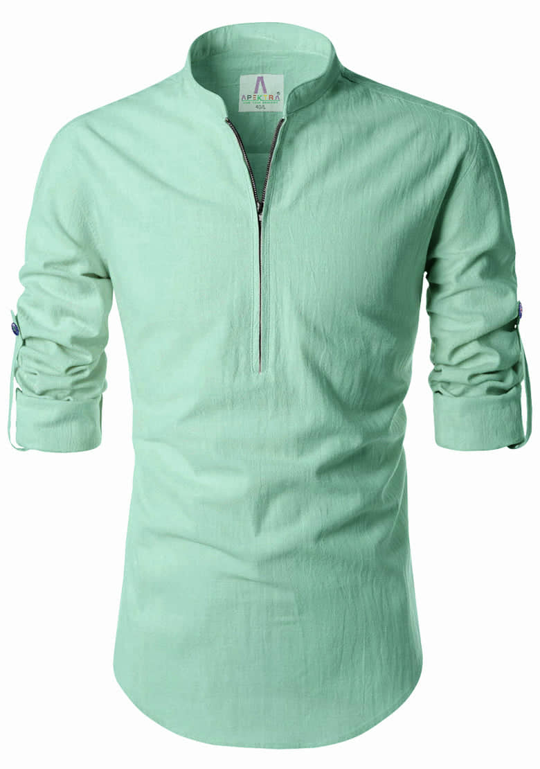 Apektra Light Green Cotton Men's Regular Kurta ( Pack of 1 ) - Kurtas & Kurta Sets | Buy online on ZillyBuy
