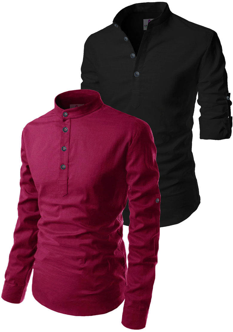 Apektra Maroon Cotton Blend Men's Regular Kurta ( Pack of 2 ) Apektra Maroon Cotton Blend Men's Regular Kurta ( Pack of 2 )