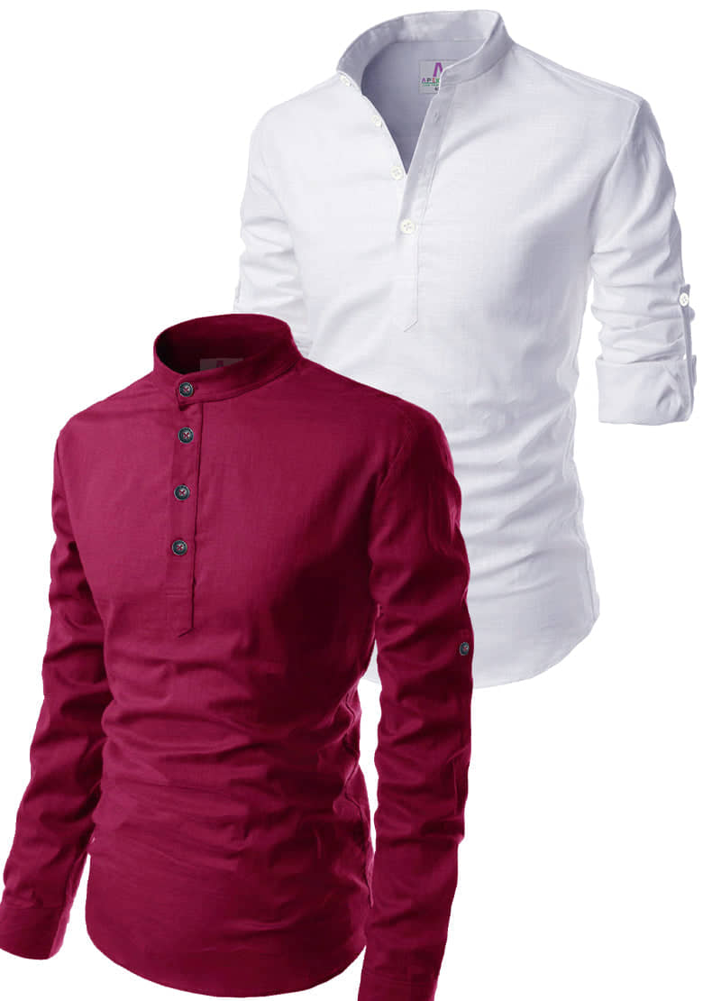 Apektra Maroon Cotton Blend Men's Regular Kurta ( Pack of 2 ) - Kurtas & Kurta Sets | Buy online on ZillyBuy