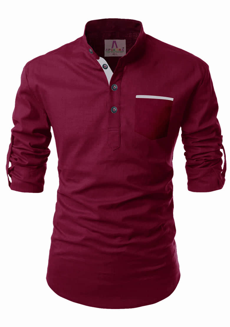 Apektra Grey Cotton Men's Shirt Style Kurta ( Pack of 1 ) - Kurtas & Kurta Sets | Buy online on ZillyBuy