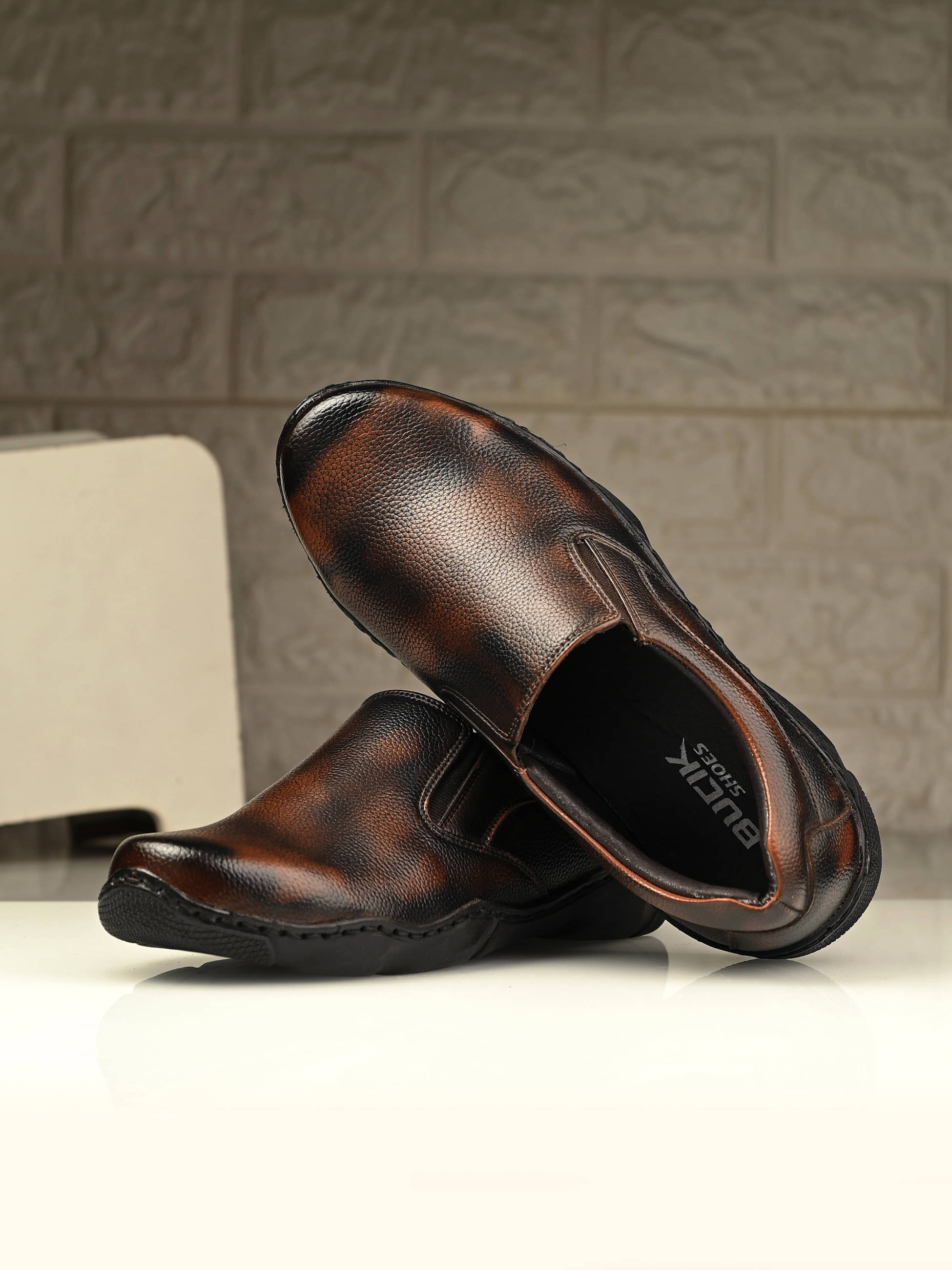     			Bucik Brown Men's Slip On Formal Shoes