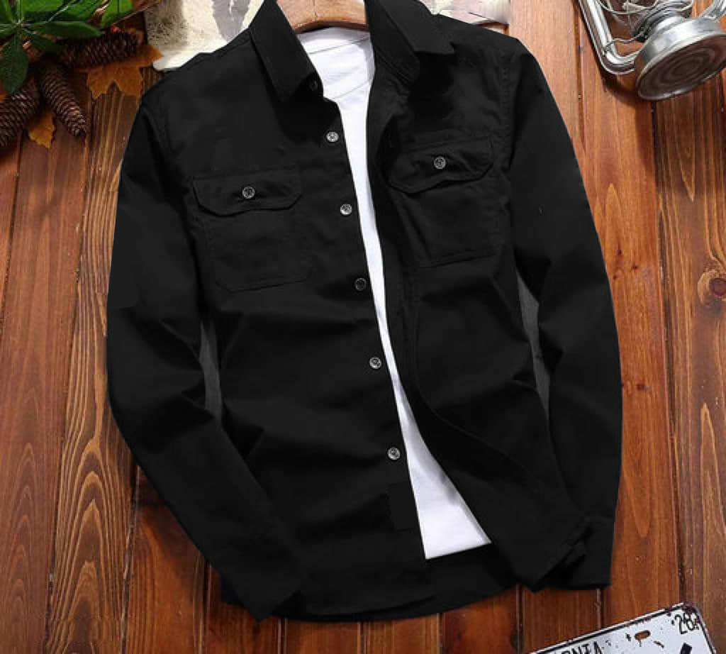 CAT BUNNY Cotton Blend Slim Fit Solids Full Sleeves Men's Casual Shirt - Black ( Pack of 1 )