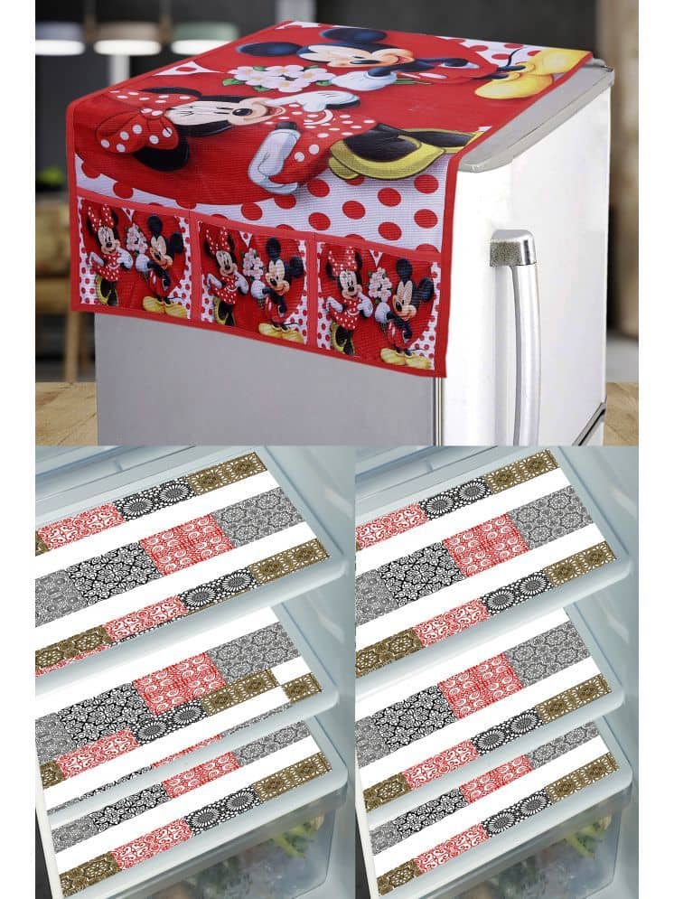 Crosmo PVC Abstract Printed Fridge Mat & Cover ( 99 53 ) Pack of 7 - Multicolor