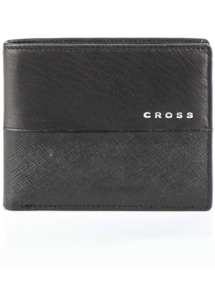     			Cross Black Leather Men's Two Fold Wallet ( Pack of 1 )