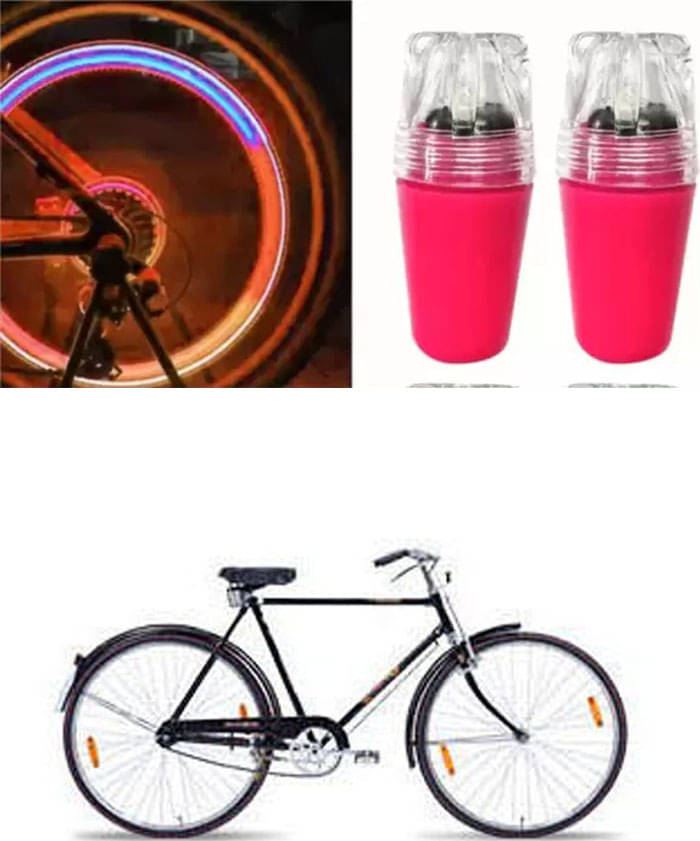     			Cycle Fancy Tyre Light,Tyre Valve Cap (Multicolor, Pack Of 2) For JET GOLD