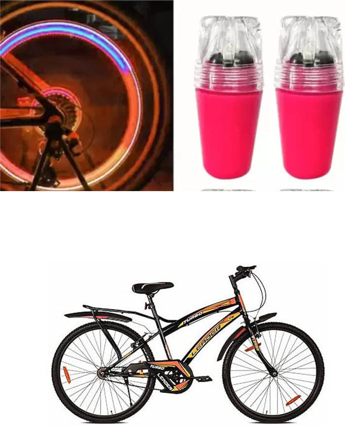     			Cycle Fancy Tyre Light,Tyre Valve Cap (Multicolor, Pack Of 2) For Turbo 26T IBC Front Suspension