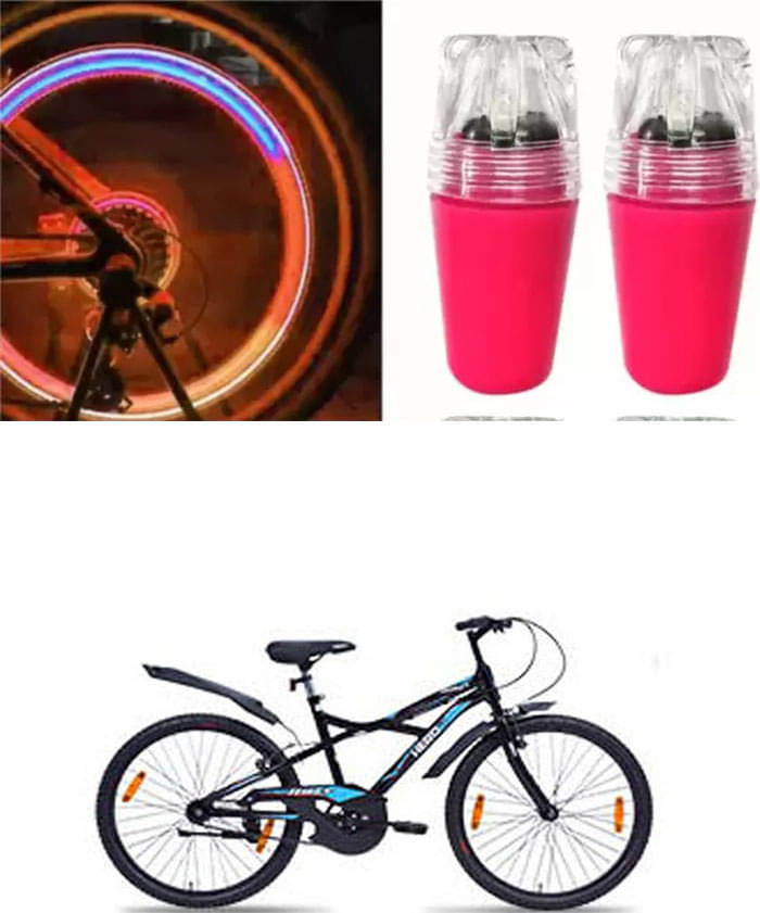     			Cycle Fancy Tyre Light,Tyre Valve Cap (Multicolor, Pack Of 2) For TEJAS SPORTS 26T