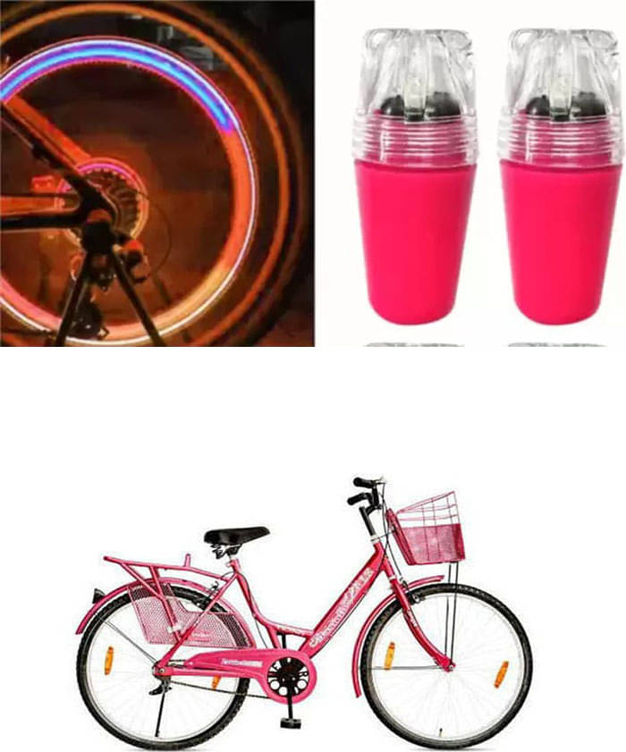     			Cycle Fancy Tyre Light,Tyre Valve Cap (Multicolor, Pack Of 2) For Leader Jasmine LX MTB 26T IBC