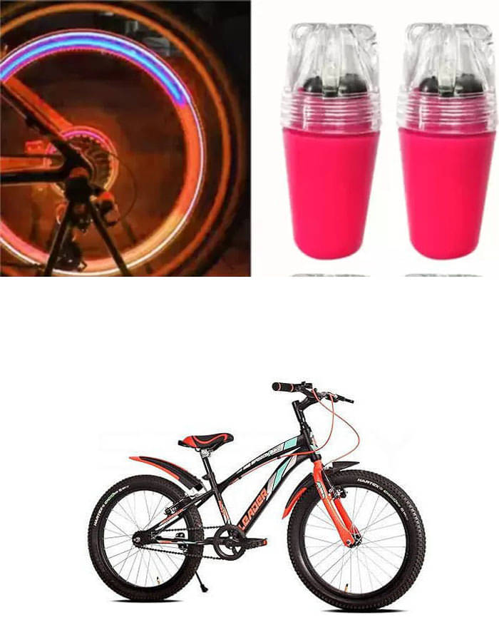     			Cycle Fancy Tyre Light,Tyre Valve Cap (Multicolor, Pack Of 2) For Leader Speedy Bike 20T FS FD