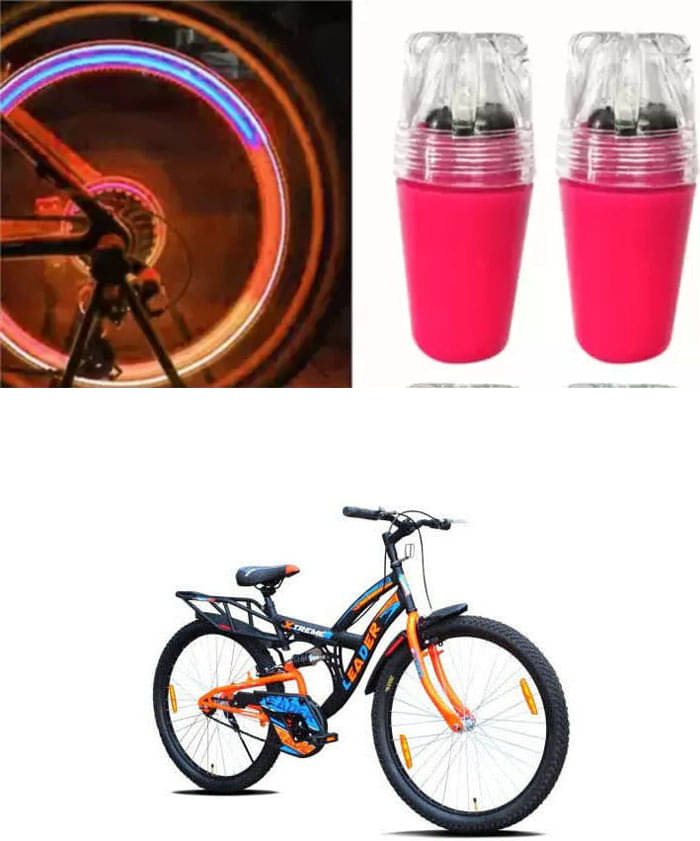     			Cycle Fancy Tyre Light,Tyre Valve Cap (Multicolor, Pack Of 2) For Leader Xtreme 26T IBC Rear Suspeed