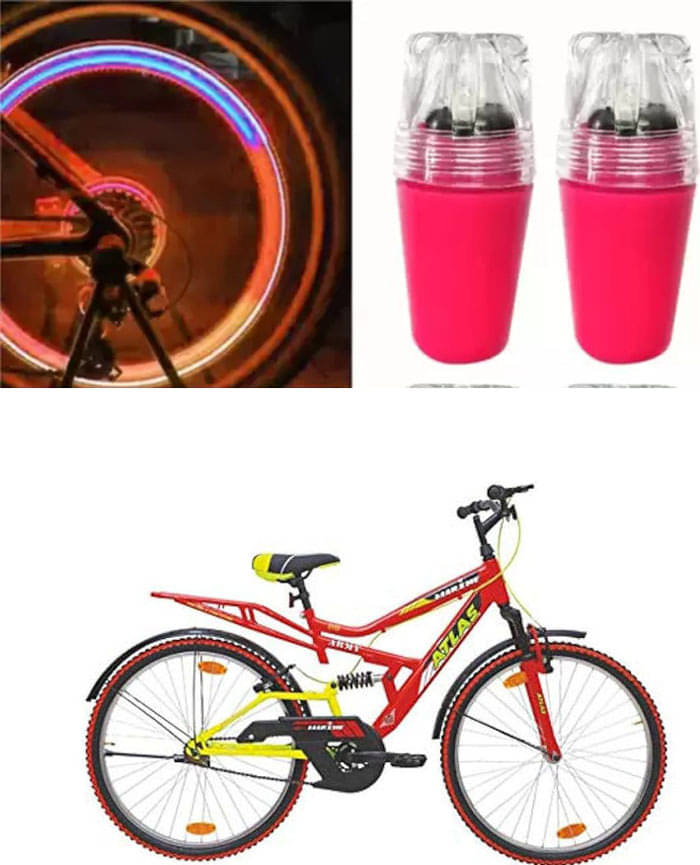 Cycle Fancy Tyre Light,Tyre Valve Cap (Multicolor, Pack Of 2) For Army Marine Dshox 26T Cycle Fancy Tyre Light,Tyre Valve Cap (Multicolor, Pack Of 2) For Army Marine Dshox 26T