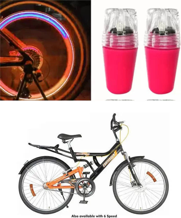     			Cycle Fancy Tyre Light,Tyre Valve Cap (Multicolor, Pack Of 2) For  Contender Dshox Db 26T