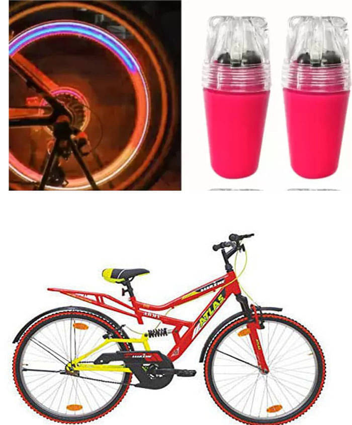     			Cycle Fancy Tyre Light,Tyre Valve Cap (Multicolor, Pack Of 2) For  Army Tank 26T