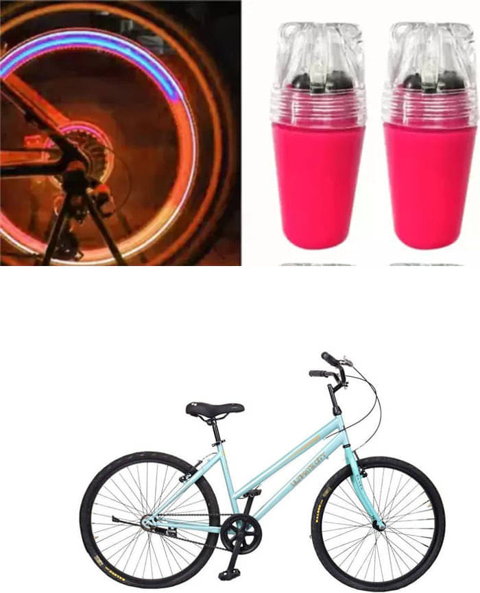     			Cycle Fancy Tyre Light,Tyre Valve Cap (Multicolor, Pack Of 2) For  Ultimate City Diva 26T