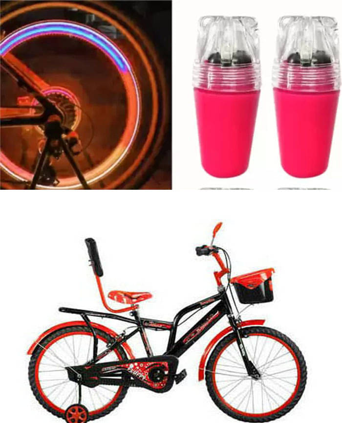     			Cycle Fancy Tyre Light,Tyre Valve Cap (Multicolor, Pack Of 2) For  FLUFFY 20T