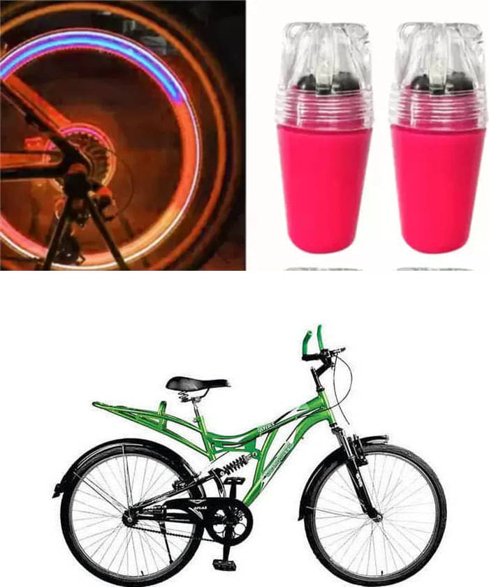     			Cycle Fancy Tyre Light,Tyre Valve Cap (Multicolor, Pack Of 2) For  Force Dshox 26T