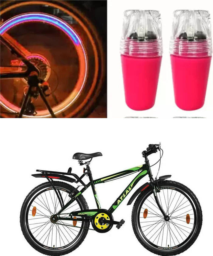     			Cycle Fancy Tyre Light,Tyre Valve Cap (Multicolor, Pack Of 2) For  Lava 26T