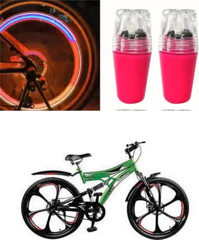 Cycle Fancy Tyre Light,Tyre Valve Cap (Multicolor, Pack Of 2) For  Lava Fshox Db 26T Multispe     			Cycle Fancy Tyre Light,Tyre Valve Cap (Multicolor, Pack Of 2) For  Lava Fshox Db 26T Multispe