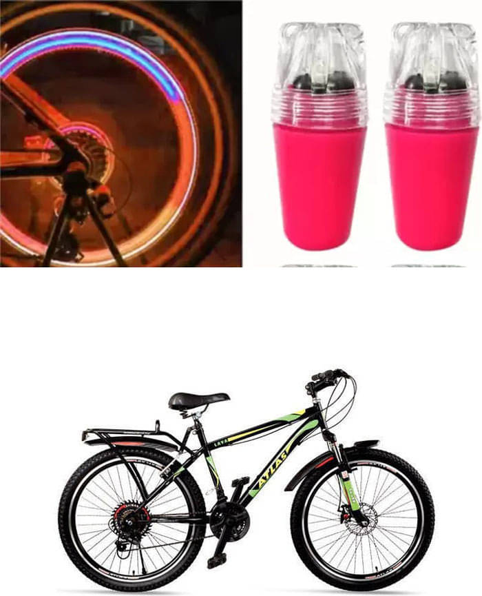     			Cycle Fancy Tyre Light,Tyre Valve Cap (Multicolor, Pack Of 2) For  LAVA PLUS 26T