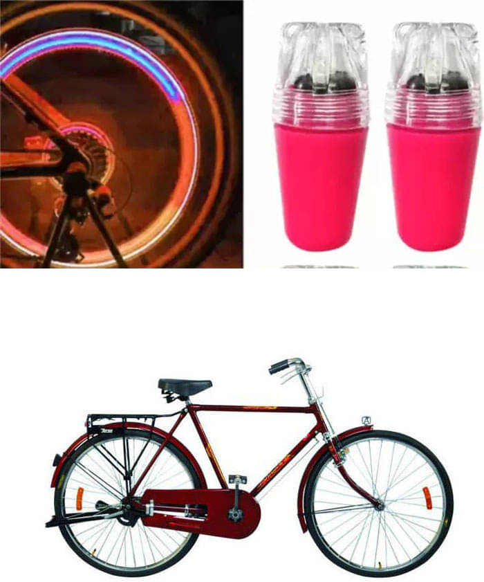     			Cycle Fancy Tyre Light,Tyre Valve Cap (Multicolor, Pack Of 2) For PILOT DELUXE 26T