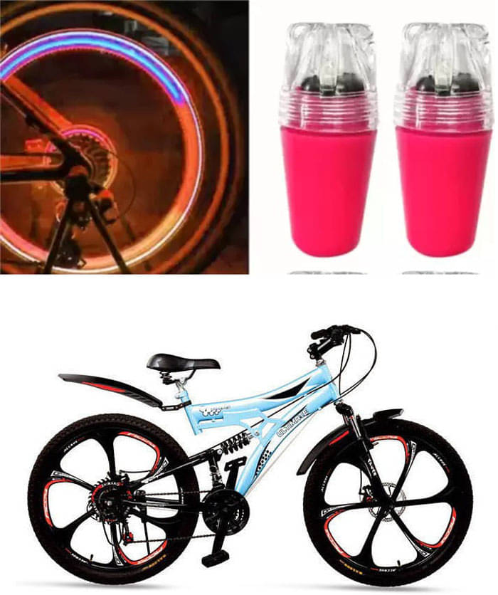     			Cycle Fancy Tyre Light,Tyre Valve Cap (Multicolor, Pack Of 2) For  O2 Dshox 26T