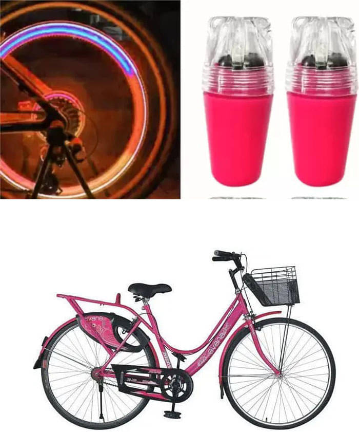     			Cycle Fancy Tyre Light,Tyre Valve Cap (Multicolor, Pack Of 2) For  EVANA 26t