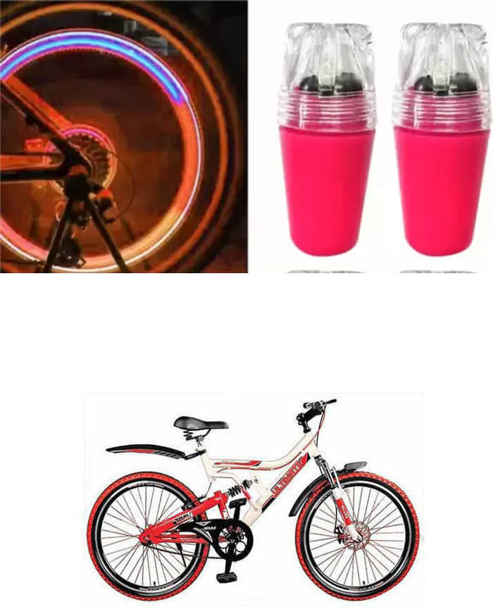     			Cycle Fancy Tyre Light,Tyre Valve Cap (Multicolor, Pack Of 2) For  Flame Dshox 24T Multispeed