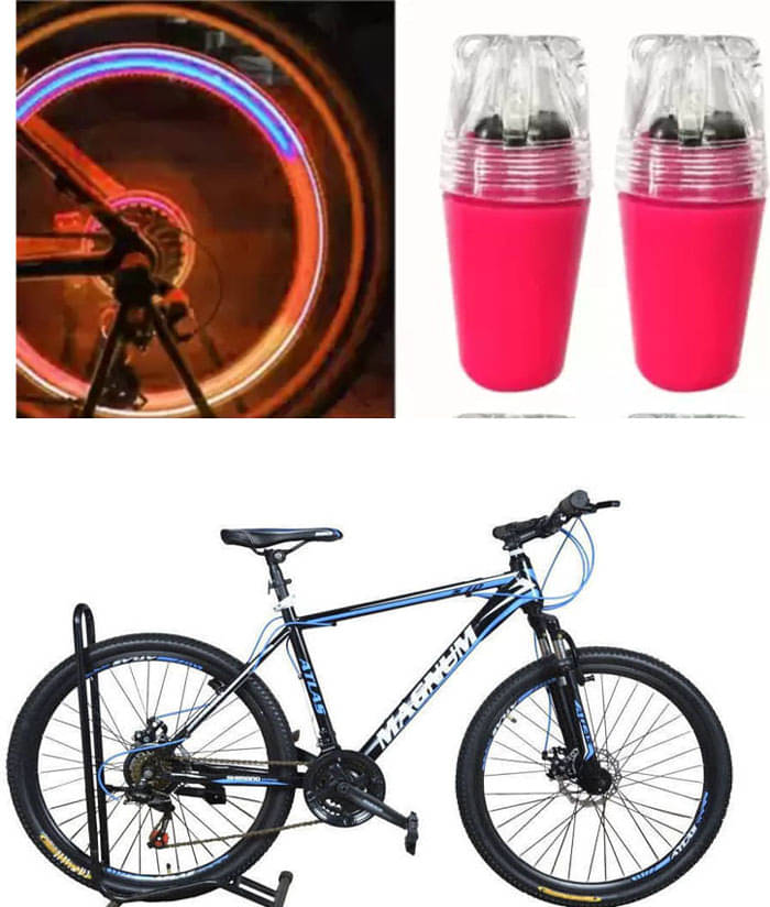     			Cycle Fancy Tyre Light,Tyre Valve Cap (Multicolor, Pack Of 2) For  Comet Fshox Ddb 26T Multis