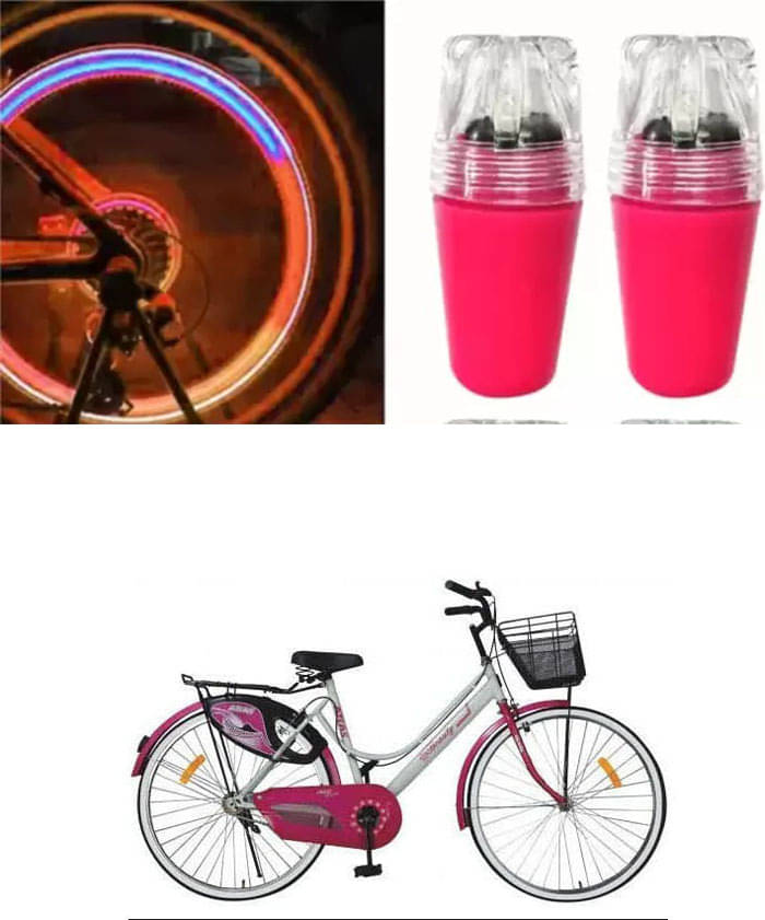     			Cycle Fancy Tyre Light,Tyre Valve Cap (Multicolor, Pack Of 2) For  BEAUTY 26T