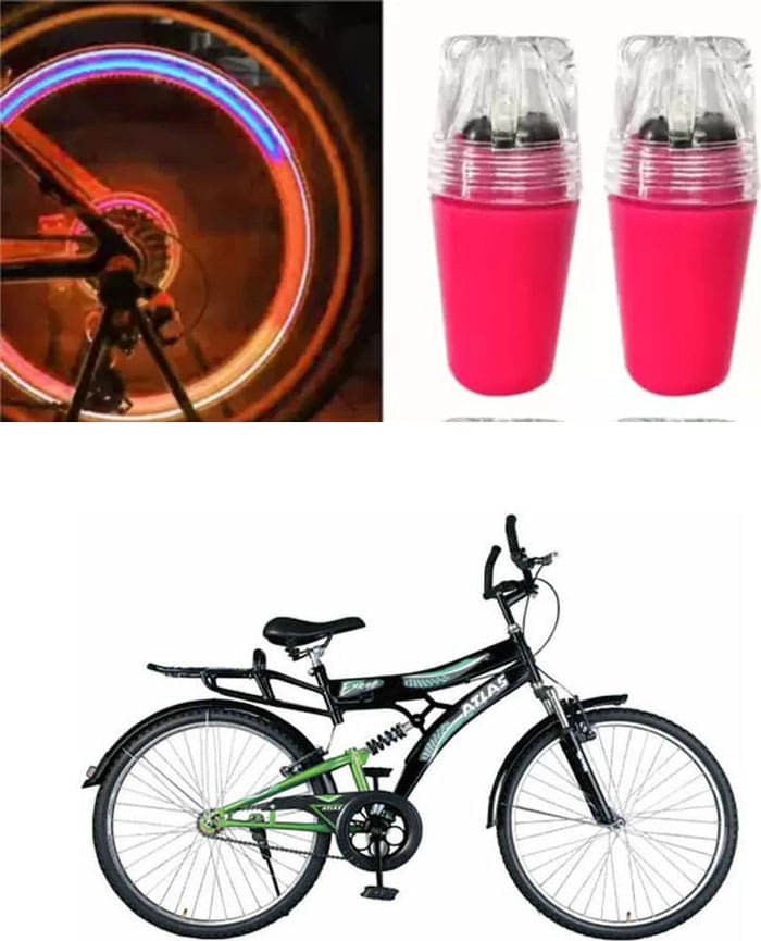 Cycle Fancy Tyre Light,Tyre Valve Cap (Multicolor, Pack Of 2) For Crest Dshox 26T Multispeed Cycle Fancy Tyre Light,Tyre Valve Cap (Multicolor, Pack Of 2) For Crest Dshox 26T Multispeed