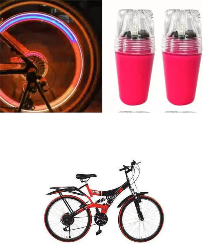     			Cycle Fancy Tyre Light,Tyre Valve Cap (Multicolor, Pack Of 2) For  Crest 7 Speed 26T