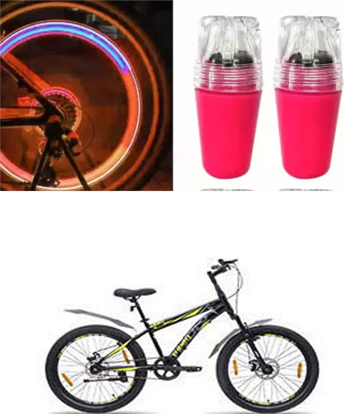     			Cycle Fancy Tyre Light,Tyre Valve Cap (Multicolor, Pack Of 2) For NEW THORN