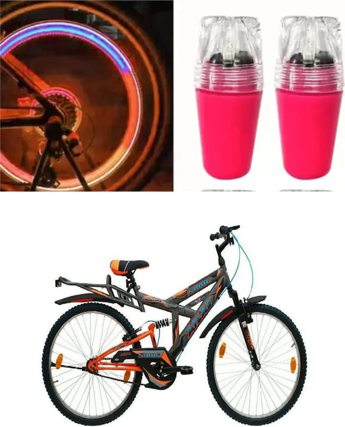 Cycle Fancy Tyre Light,Tyre Valve Cap (Multicolor, Pack Of 2) For  Swag Dshox 26T     			Cycle Fancy Tyre Light,Tyre Valve Cap (Multicolor, Pack Of 2) For  Swag Dshox 26T