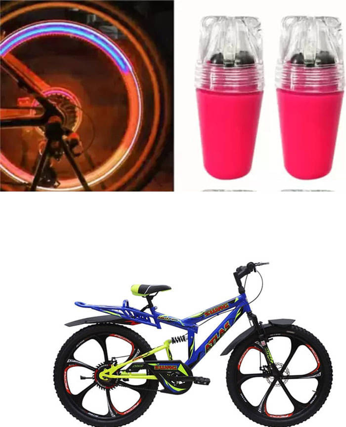     			Cycle Fancy Tyre Light,Tyre Valve Cap (Multicolor, Pack Of 2) For  Swag Dshox 26T Mw