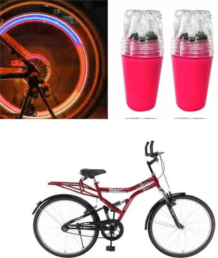     			Cycle Fancy Tyre Light,Tyre Valve Cap (Multicolor, Pack Of 2) For  Track Sshox 26T