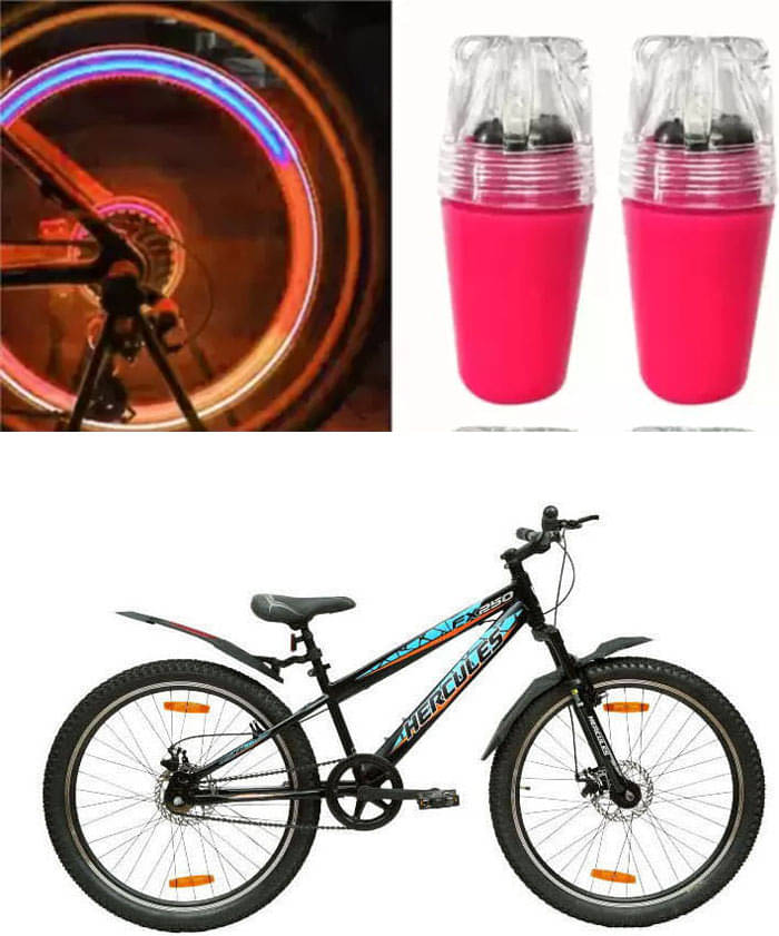     			Cycle Fancy Tyre Light,Tyre Valve Cap (Multicolor, Pack Of 2) For FX250