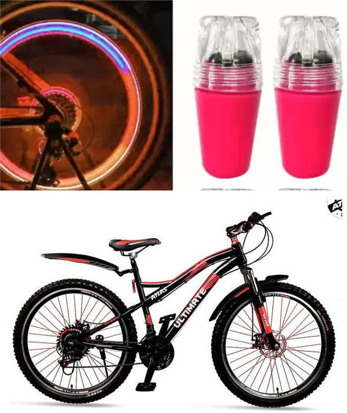     			Cycle Fancy Tyre Light,Tyre Valve Cap (Multicolor, Pack Of 2) For  Hydro Fshox Db 26T Multispeed