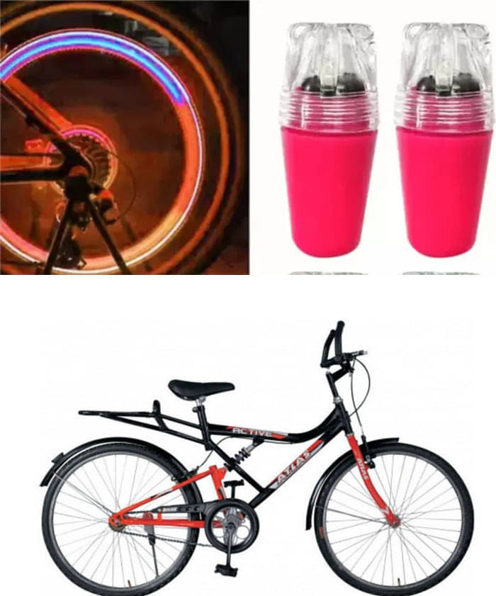Cycle Fancy Tyre Light,Tyre Valve Cap (Multicolor, Pack Of 2) For Heat Dshox 26T Cycle Fancy Tyre Light,Tyre Valve Cap (Multicolor, Pack Of 2) For Heat Dshox 26T