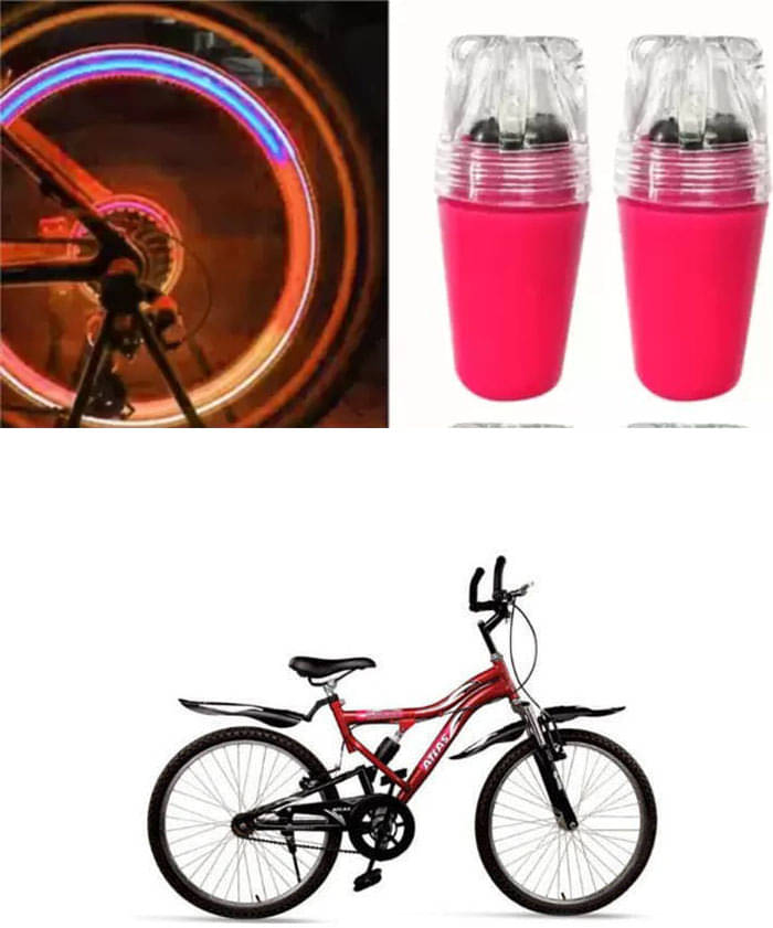     			Cycle Fancy Tyre Light,Tyre Valve Cap (Multicolor, Pack Of 2) For  Roar IBC 20T