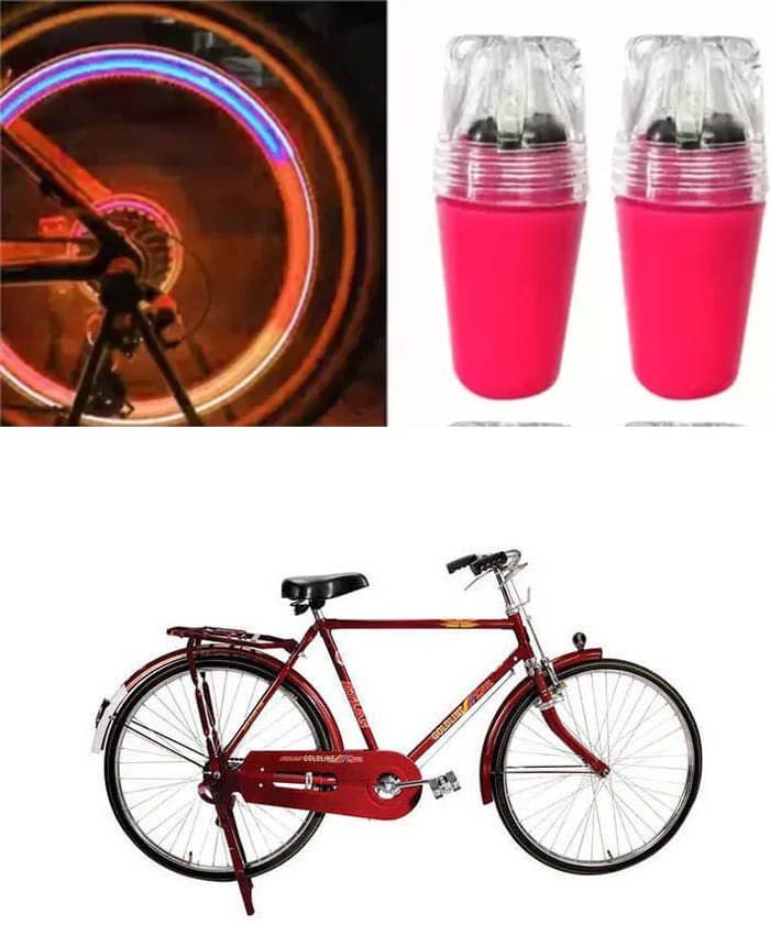     			Cycle Fancy Tyre Light,Tyre Valve Cap (Multicolor, Pack Of 2) For  GOLDLINE DLX 50 CM