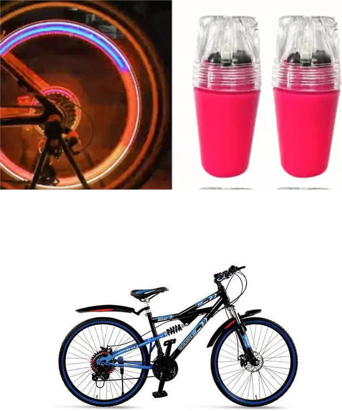 Cycle Fancy Tyre Light,Tyre Valve Cap (Multicolor, Pack Of 2) For  Motion Fshox Ddb 26T Multispeed     			Cycle Fancy Tyre Light,Tyre Valve Cap (Multicolor, Pack Of 2) For  Motion Fshox Ddb 26T Multispeed