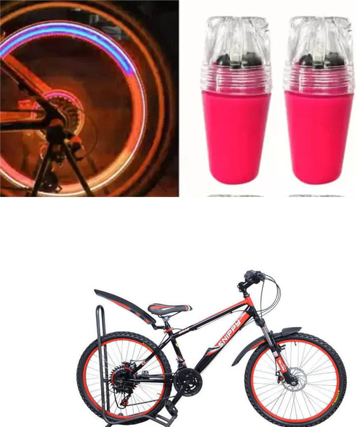     			Cycle Fancy Tyre Light,Tyre Valve Cap (Multicolor, Pack Of 2) For  Snippy Fshox Ddb 24T Multispeed