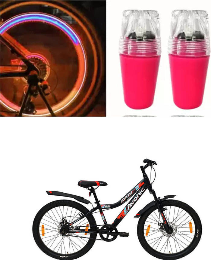 Cycle Fancy Tyre Light,Tyre Valve Cap (Multicolor, Pack Of 2) For AVONIC 24T Cycle Fancy Tyre Light,Tyre Valve Cap (Multicolor, Pack Of 2) For AVONIC 24T