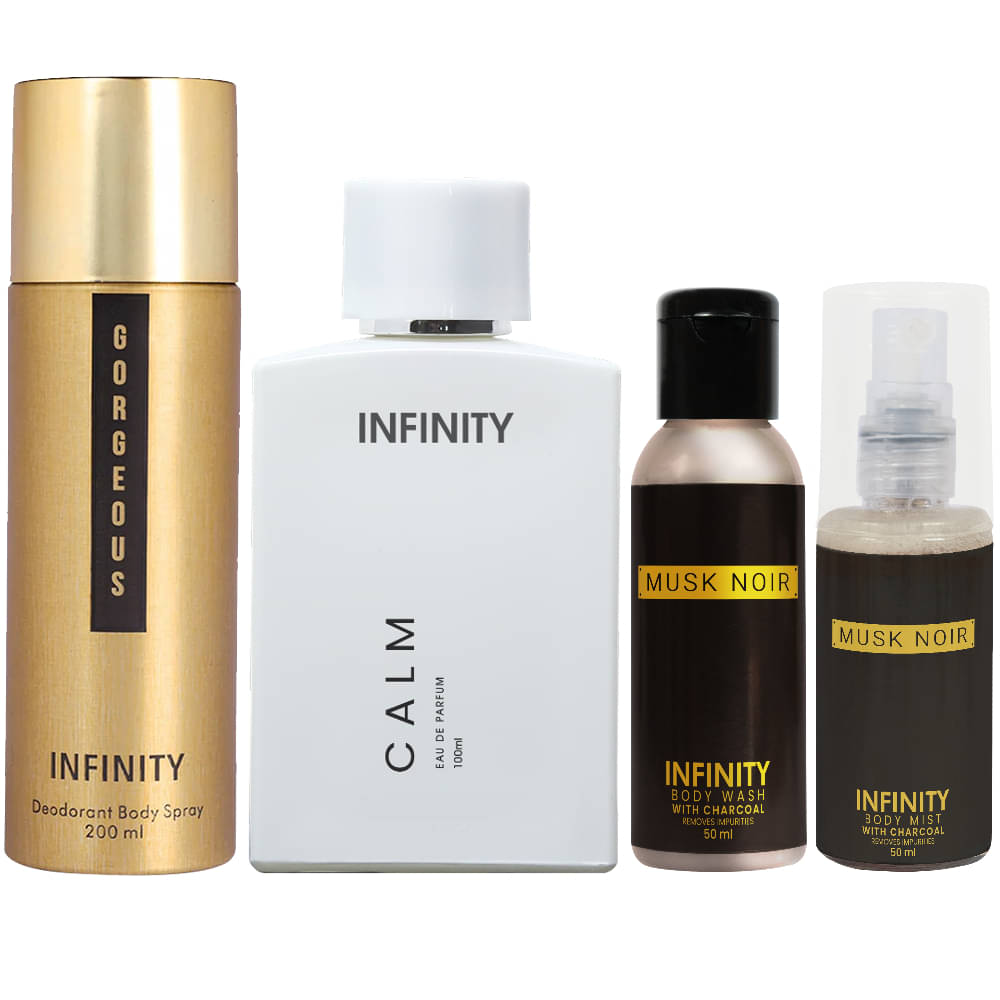     			Infinity Calm Perfume, Gorgeous Deodorant, Musk Noir Body Wash & Musk Noir Body Mist Pack of 4