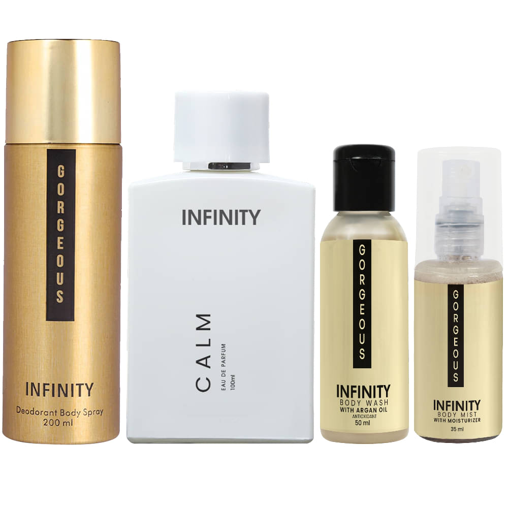     			Infinity Calm Perfume, Gorgeous Deodorant, Gorgeous Body Wash & Gorgeous Body Mist Pack of 4