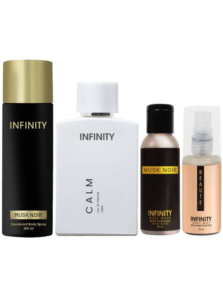     			Infinity Calm Perfume, Musk Noir Deodorant, Musk Noir Body Wash & Beaute Body Mist Pack of 4