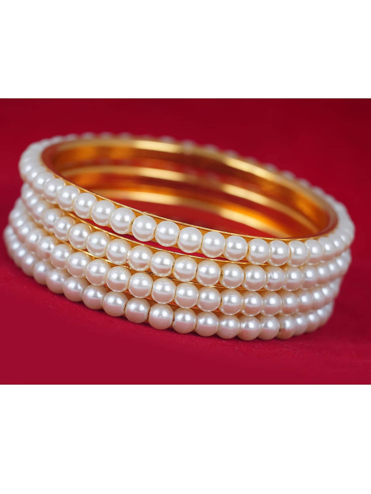JFL - Jewellery For Less White Bangle Set ( Pack of 4 ) - Bangles & Bracelets | Buy online on ZillyBuy