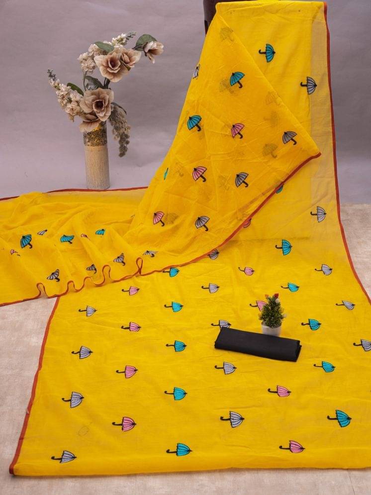 JULEE Chanderi Embroidered Saree With Unstitched Blouse Piece ( Yellow ) JULEE Chanderi Embroidered Saree With Unstitched Blouse Piece ( Yellow )