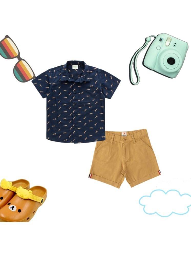     			Juscubs Pack of 1 Boys Cotton Shirt & Shorts Set ( Multicolor )
